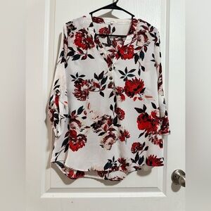 Maurices Red Floral Blouse